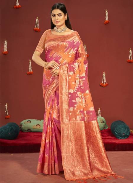 Pink And Orange Colour Maytri Sangam New Latest Ethnic Wear Exclusive Cotton Saree Collection 1862